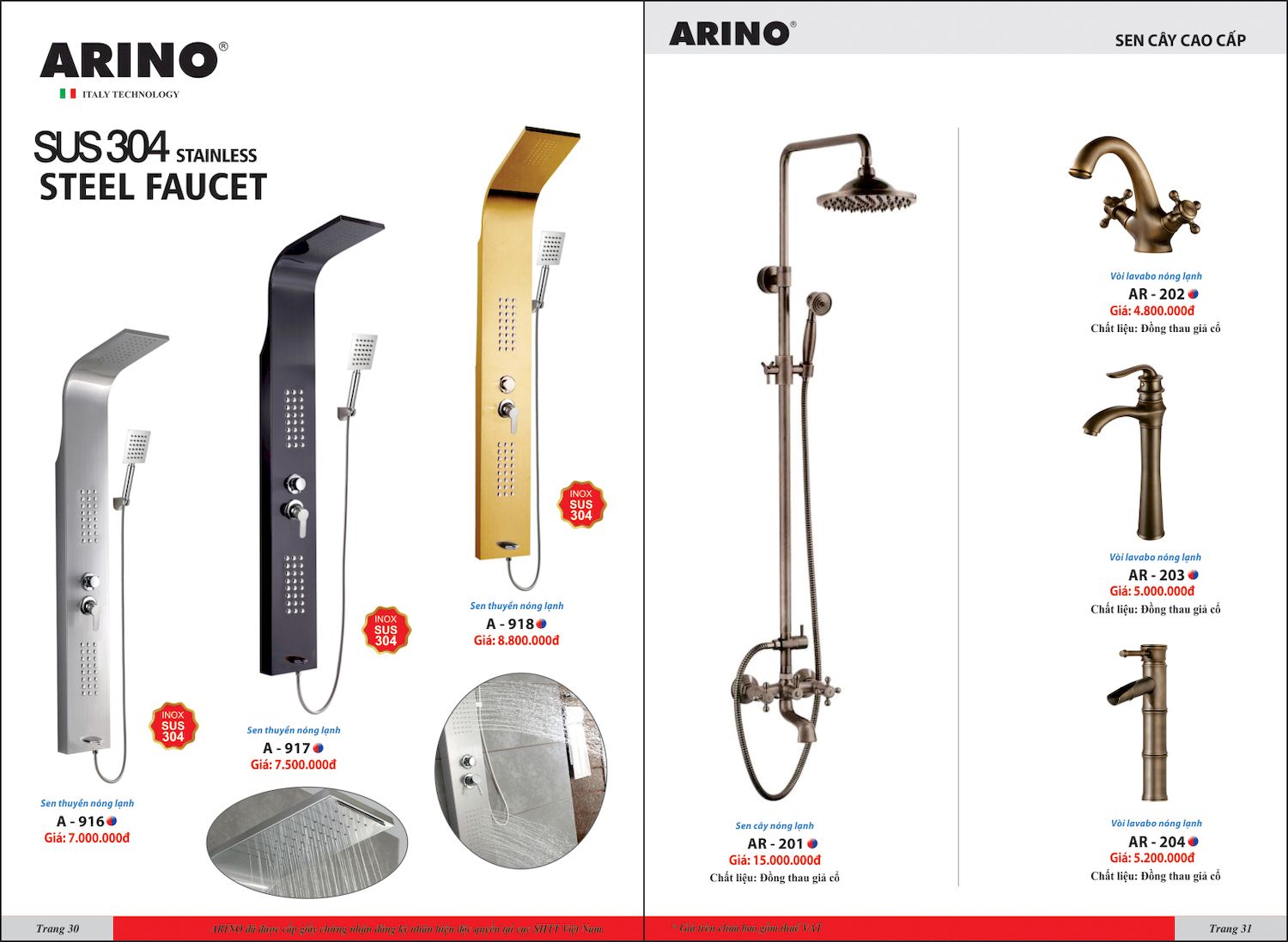 Thiết bị vệ sinh ARINO Catalogue và Bảng giá mới nhất /Page 16